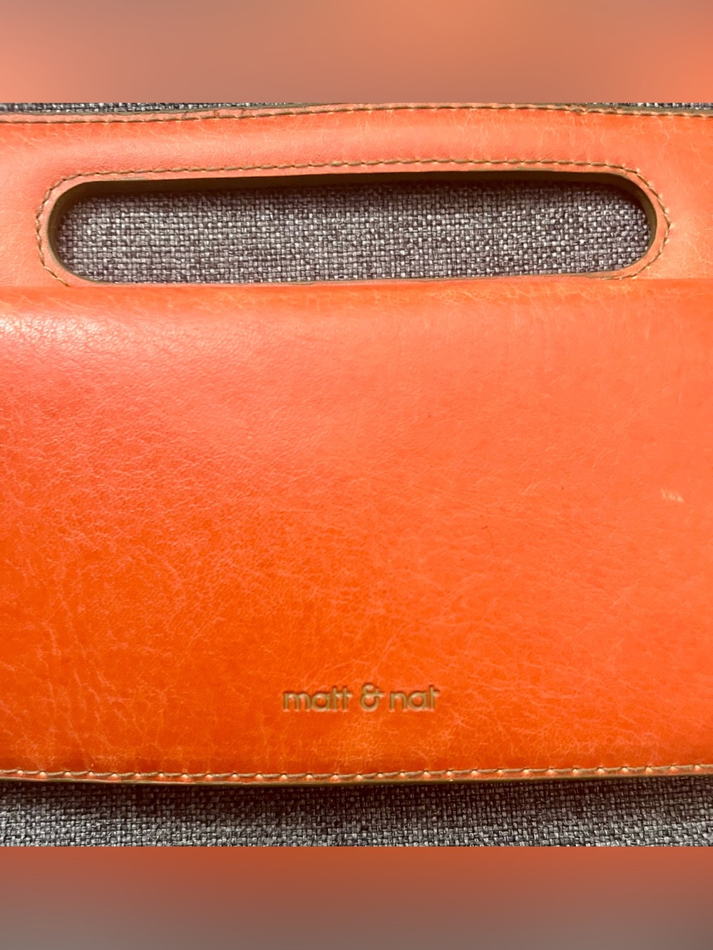 Matt & Nat Orange Vegan Leather Wallet with Handle - Picture 2 of 4